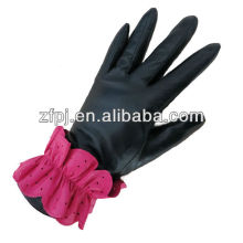 Fashional winter lace trend girls leather gloves